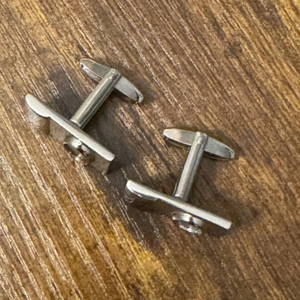 Sarah Coventry Vintage Silver Tone Rectangle Modernist Mid Century Cufflinks‎